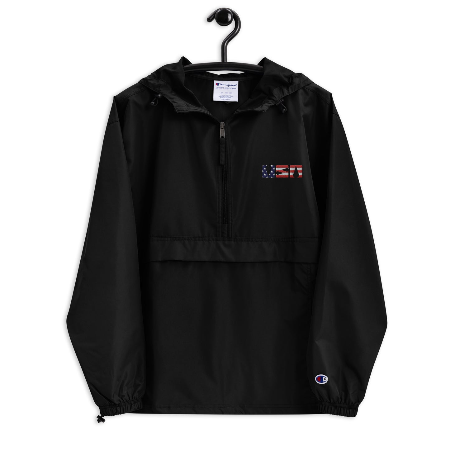 Embroidered American Lacrosse Windbreaker Black Windbreaker Stringers Society Lacrosse