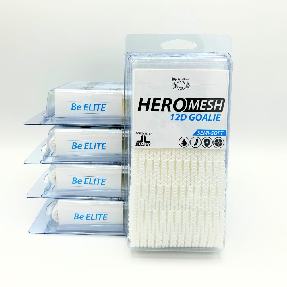 white heromesh 12d semi-soft lacrosse goalie mesh