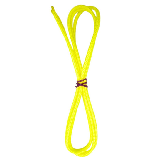 neon yellow high-performance lacrosse crosslace in 36 inch length against a white background showing vibrant color and smooth nylon texture