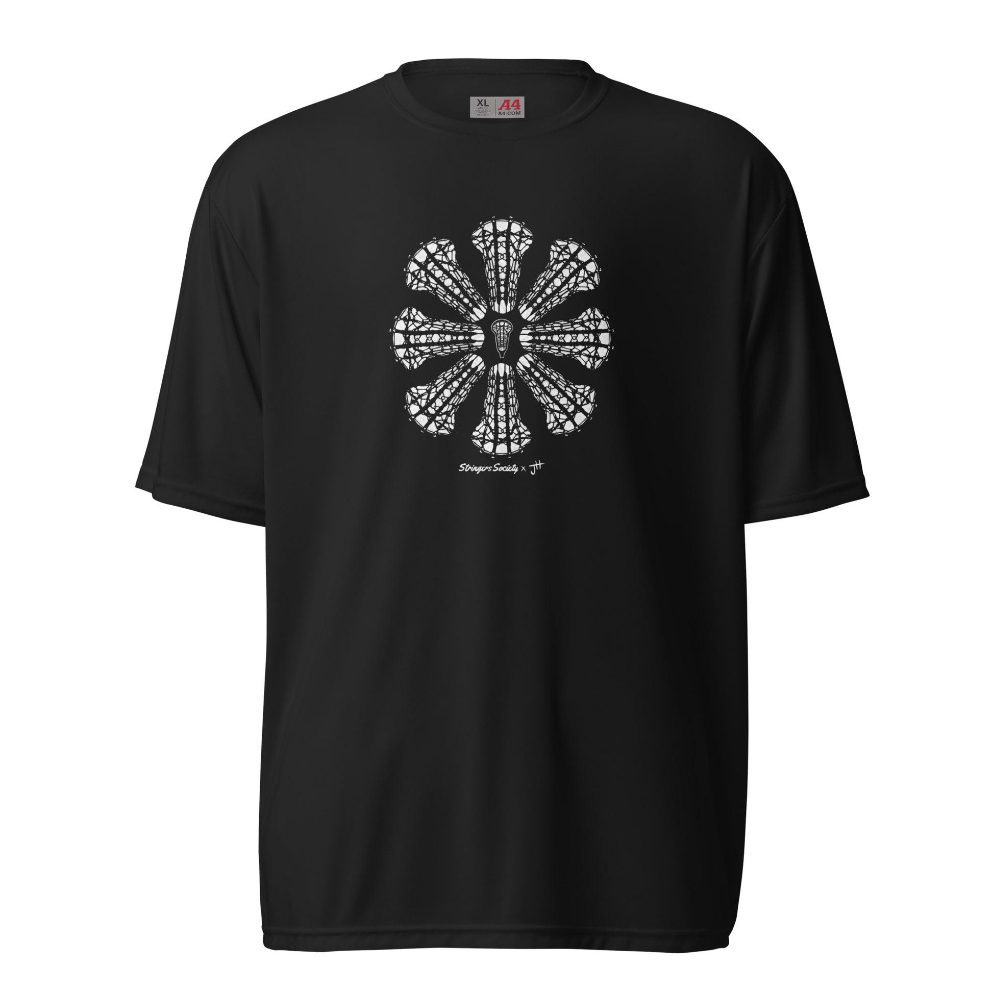 Women's Performance Lacrosse Mandala Shirt Black T-Shirt Stringers Society Lacrosse