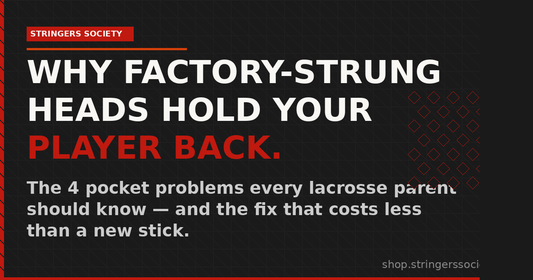 Youth lacrosse player struggling with factory-strung head pocket - Stringers Society