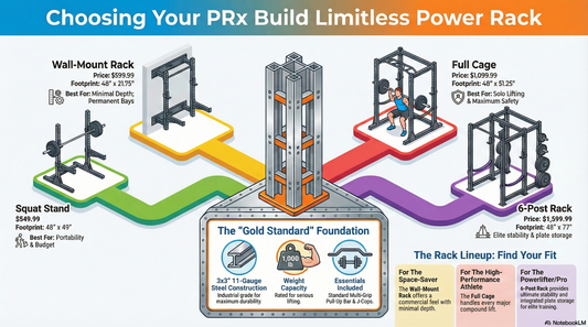 prx build limitless infographic to help consumers pick a home gym rack