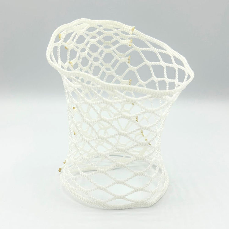 white 8 diamond lacrosse mesh on a white background
