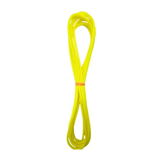 neon yellow high-performance lacrosse crosslace in 108 inch length against a white background showing vibrant color and smooth nylon texture
