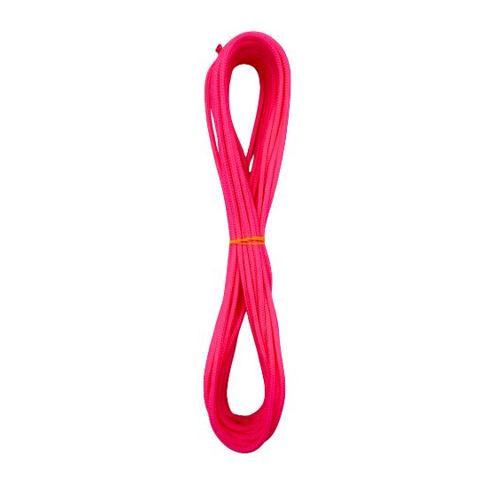 bright pink neon lacrosse crosslace in 216 inch length against a white background showing vibrant color and smooth nylon texture