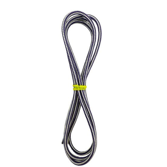 purple white high-performance lacrosse crosslace in 36 inch length against a white background showing vibrant color and smooth nylon texture