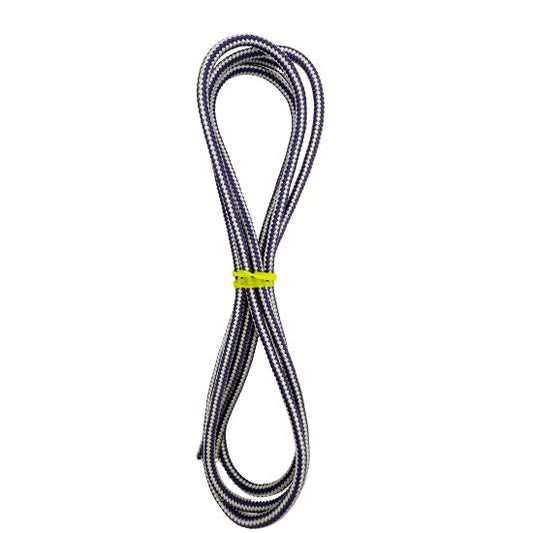 purple white high-performance lacrosse crosslace in 36 inch length against a white background showing vibrant color and smooth nylon texture