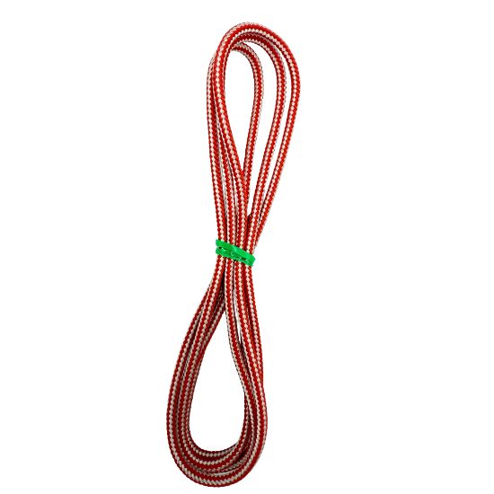 red white high-performance lacrosse crosslace in 36 inch length against a white background showing vibrant color and smooth nylon texture