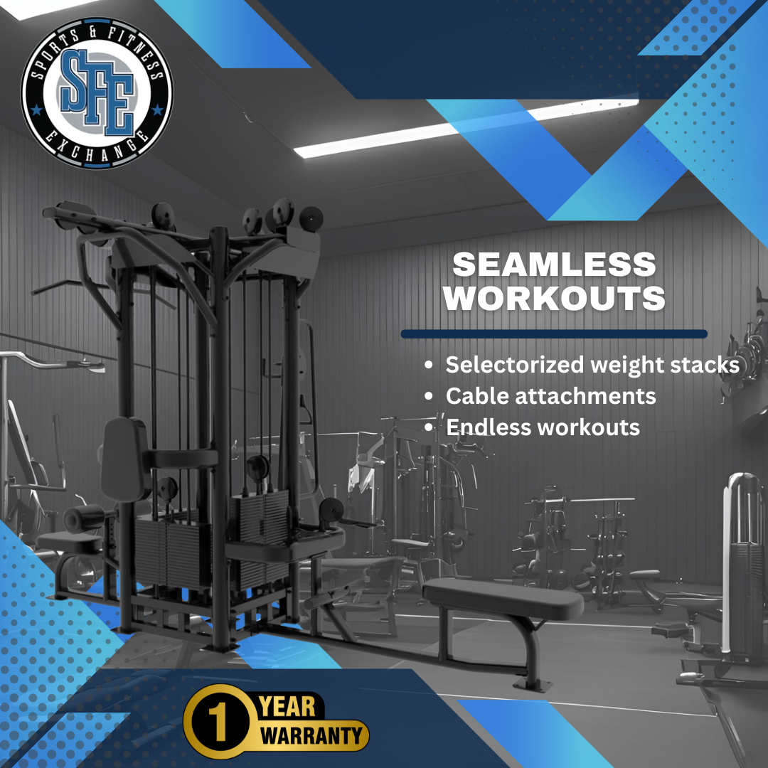 Selectorized 4 Station Jungle Gym Machine with 4x Weight Stacks (New)