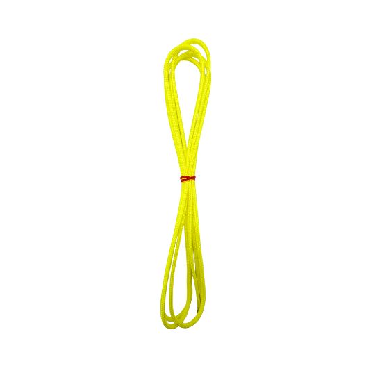 neon yellow high-performance lacrosse crosslace in 54 inch length against a white background showing vibrant color and smooth nylon texture