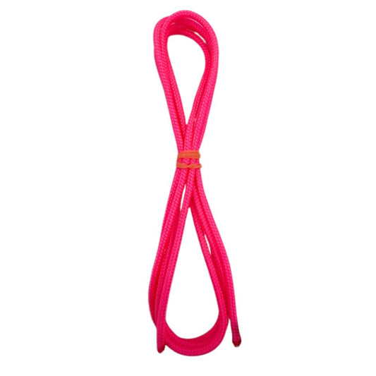 bright pink neon lacrosse crosslace in 36 inch length against a white background showing vibrant color and smooth nylon texture