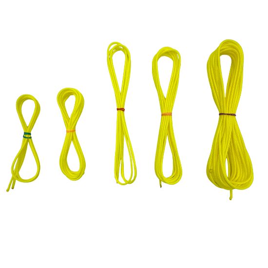 bright pink neon lacrosse crosslace shown in multiple pre-cut sizes including 36, 54, 72, 108, and 216 inches closeup view one