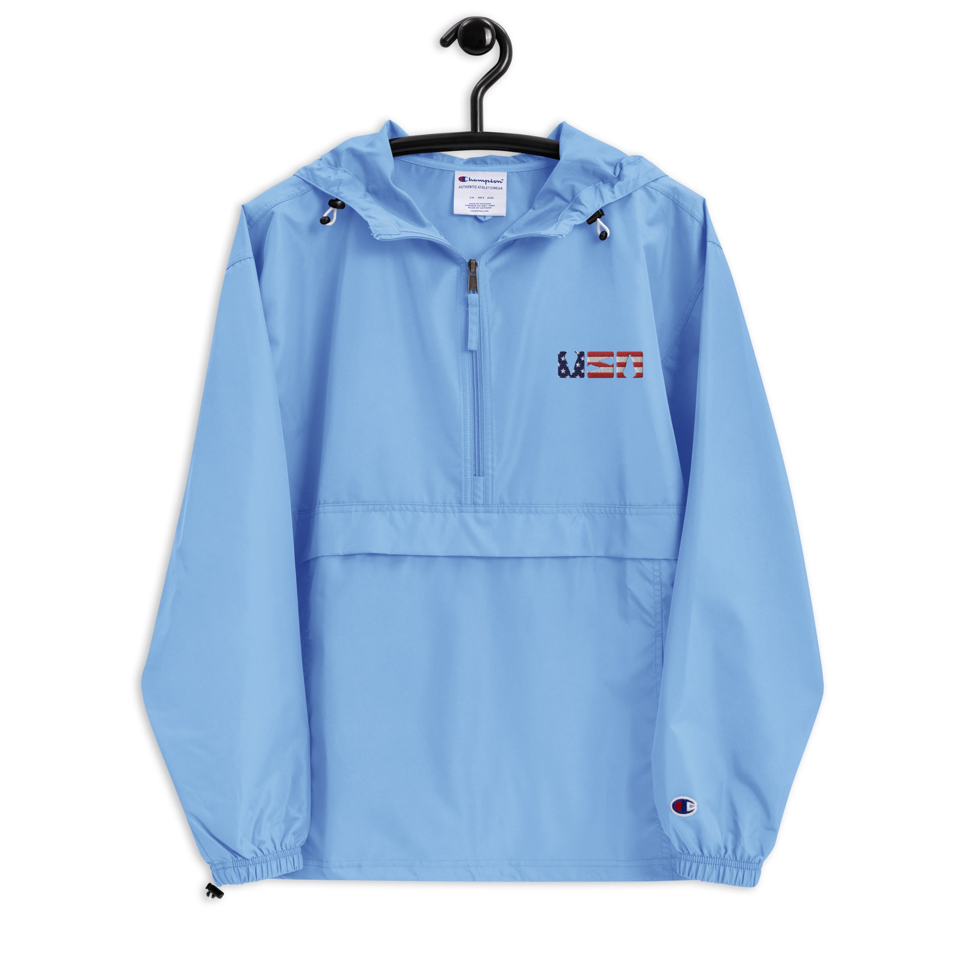 Embroidered USA Champion Lacrosse Jacket Light Blue