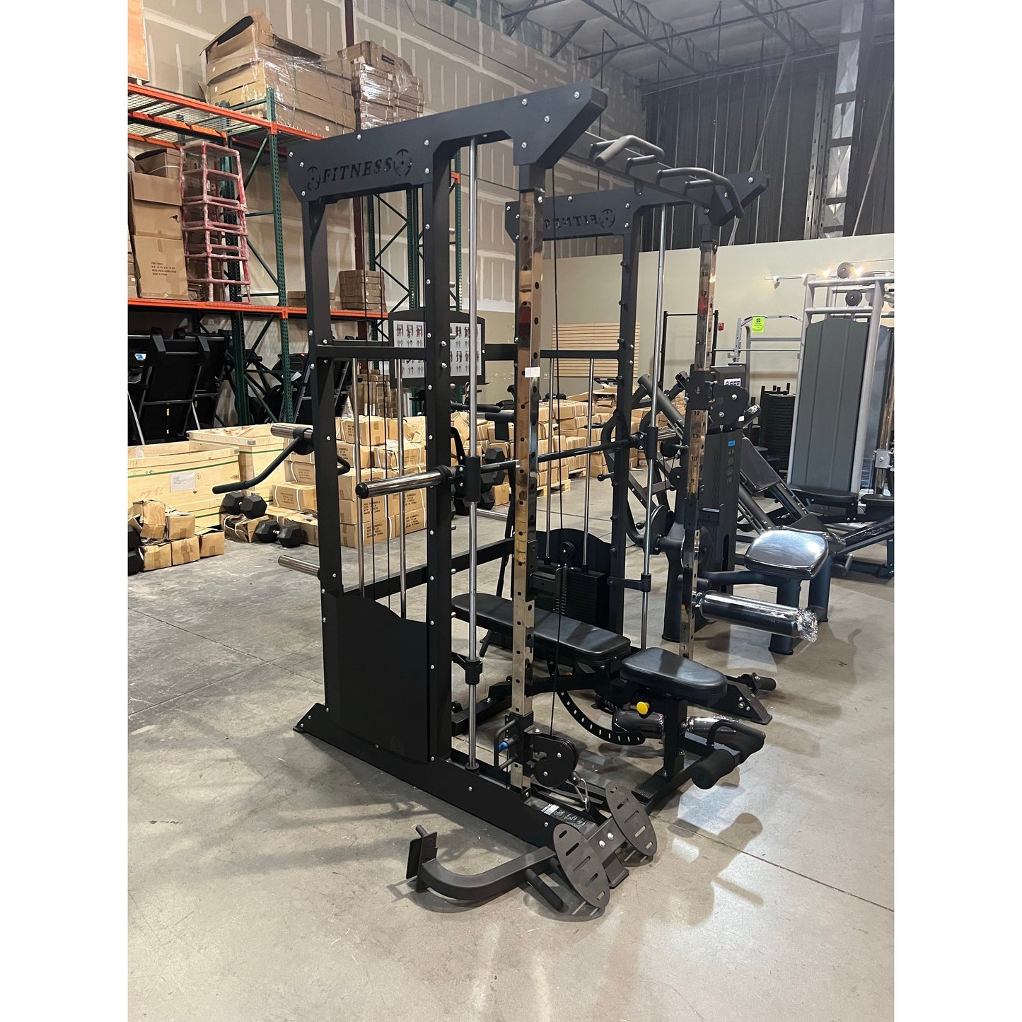 All-in-One Home Gym, Power Rack w/ Smith Machine & Functional Trainer w/ 2x - 220lb weight stacks (New)