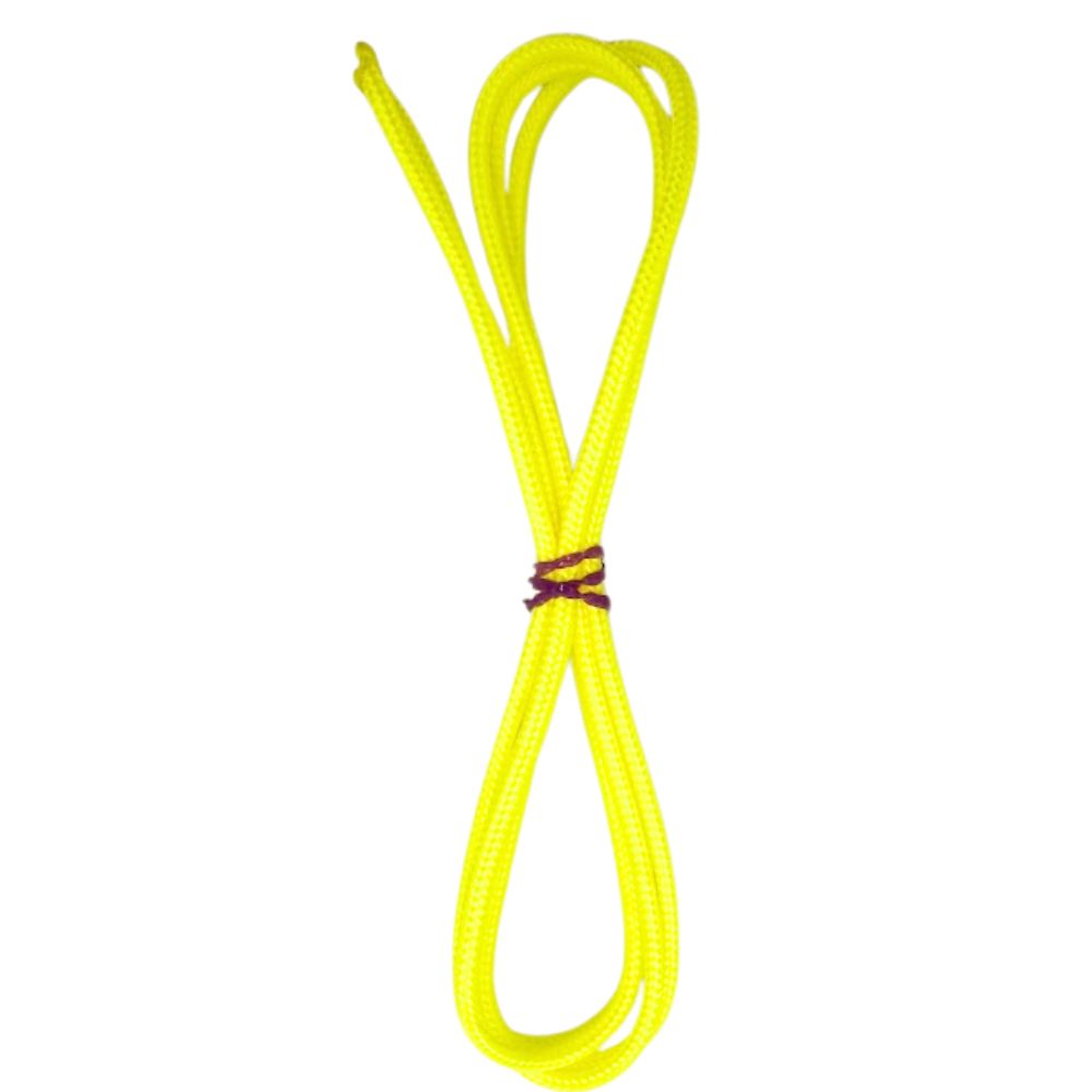 neon yellow high-performance lacrosse crosslace in 36 inch length against a white background showing vibrant color and smooth nylon texture