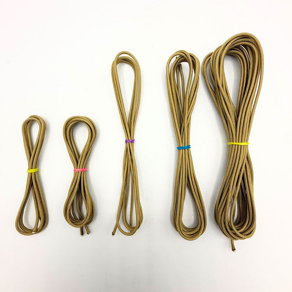five different lengths of vegas gold lacrosse crosslace