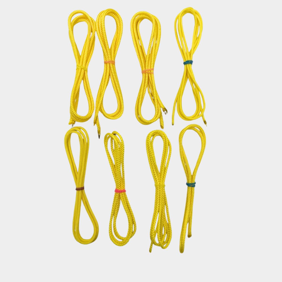 yellow womens lacrosse strings on a white background