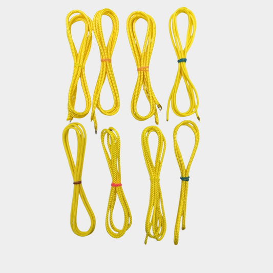 yellow womens lacrosse strings on a white background