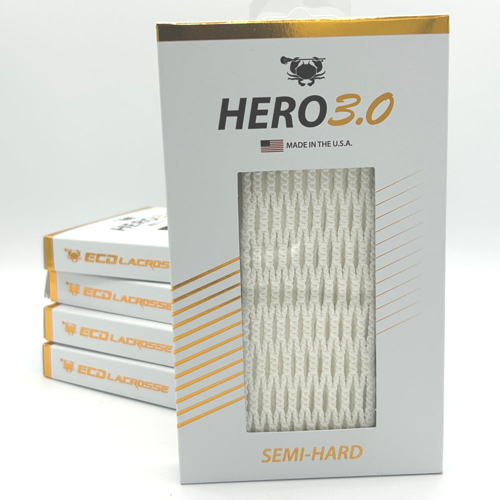 ECD Hero 3.0 Men's Lacrosse Mesh White Semi-Hard